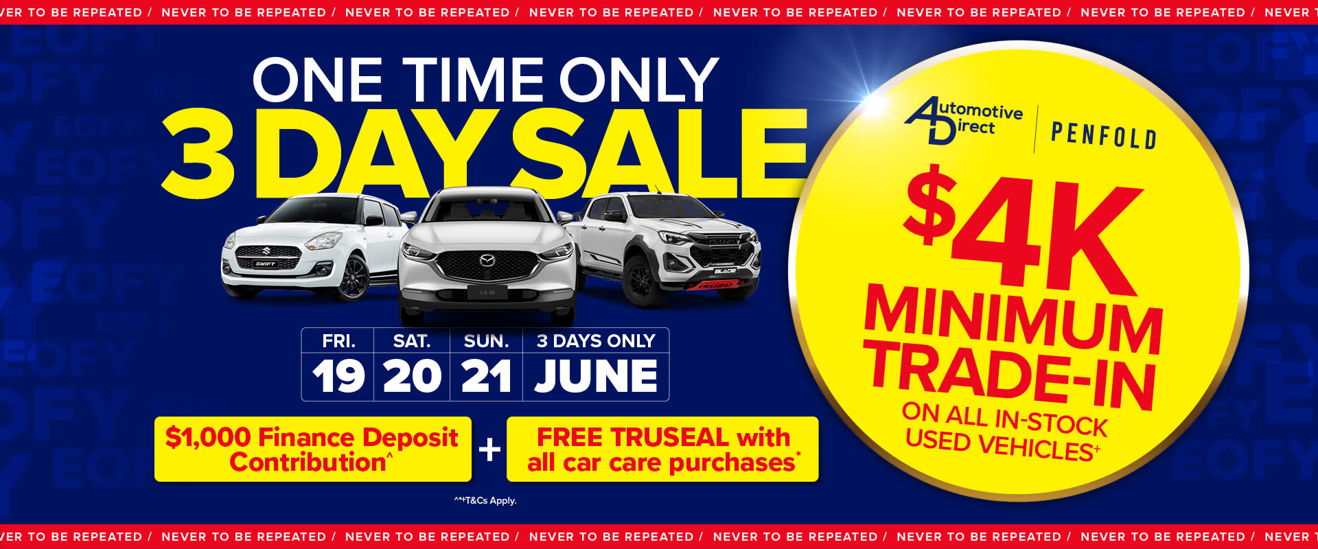 One Time Only 3 Day Sale Event 
