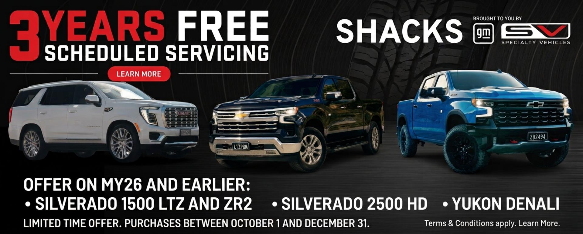 3 years free servicing October to December