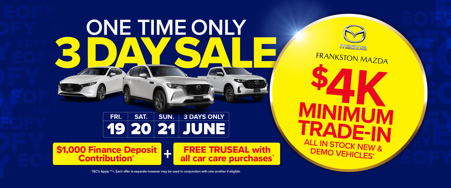 One Time Only 3 Day Sale Event 
