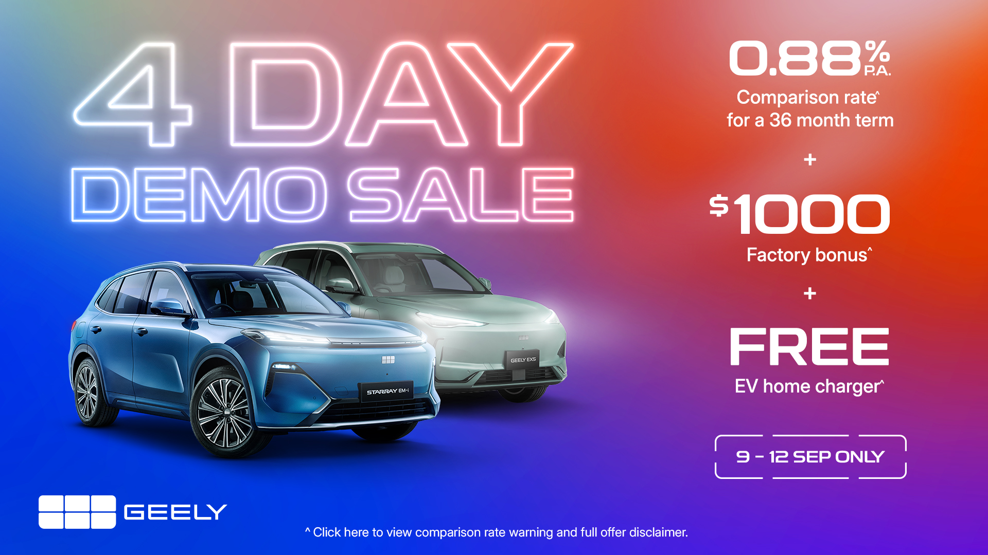Geely 4 Day Demo Sale