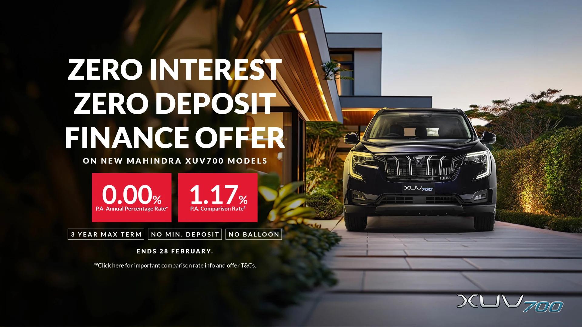 ZERO DEPOSIT FINANCE ON ALL NEW XUV700