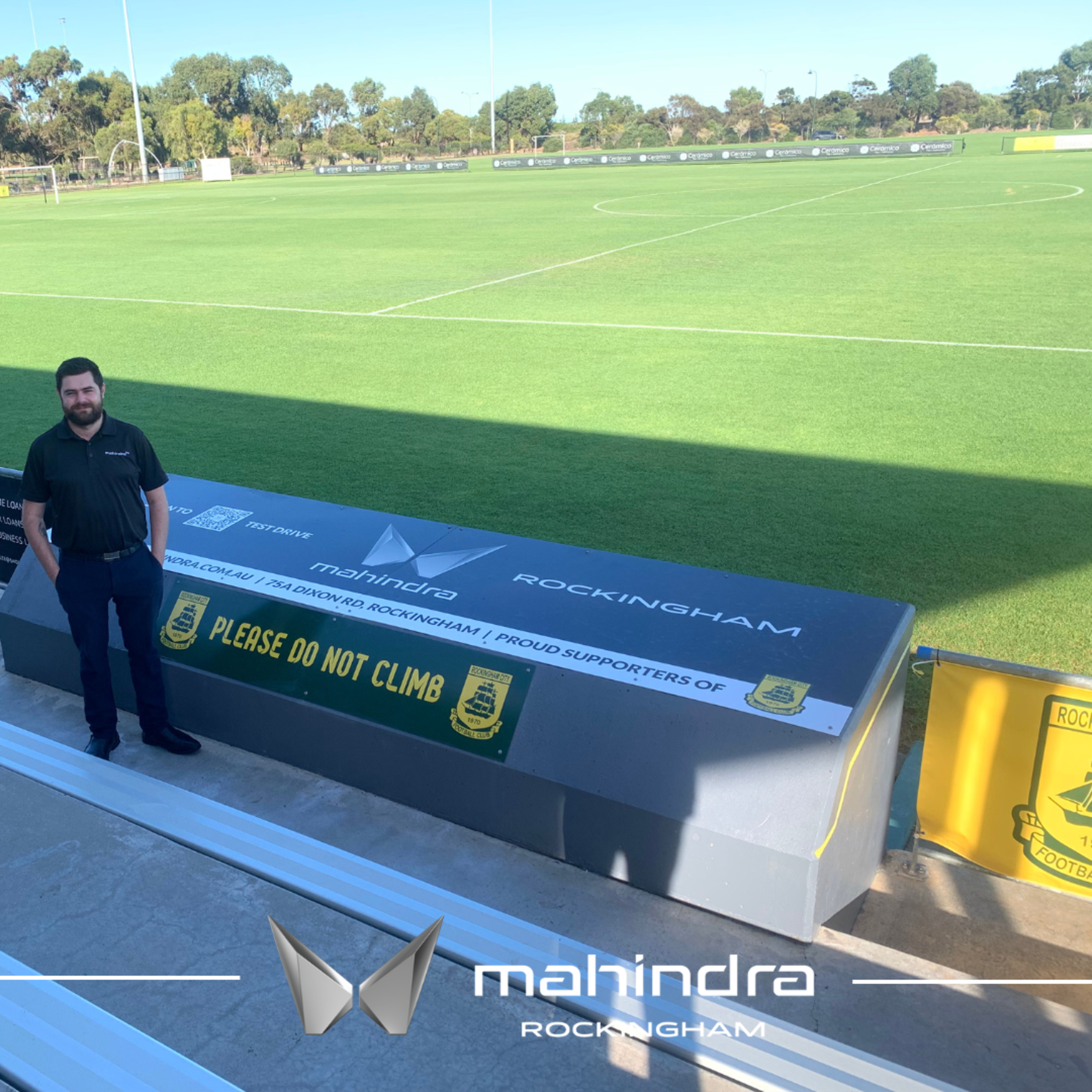 Rockingham Mahindra Proud Sponsor of Rockingham City Football Club banner