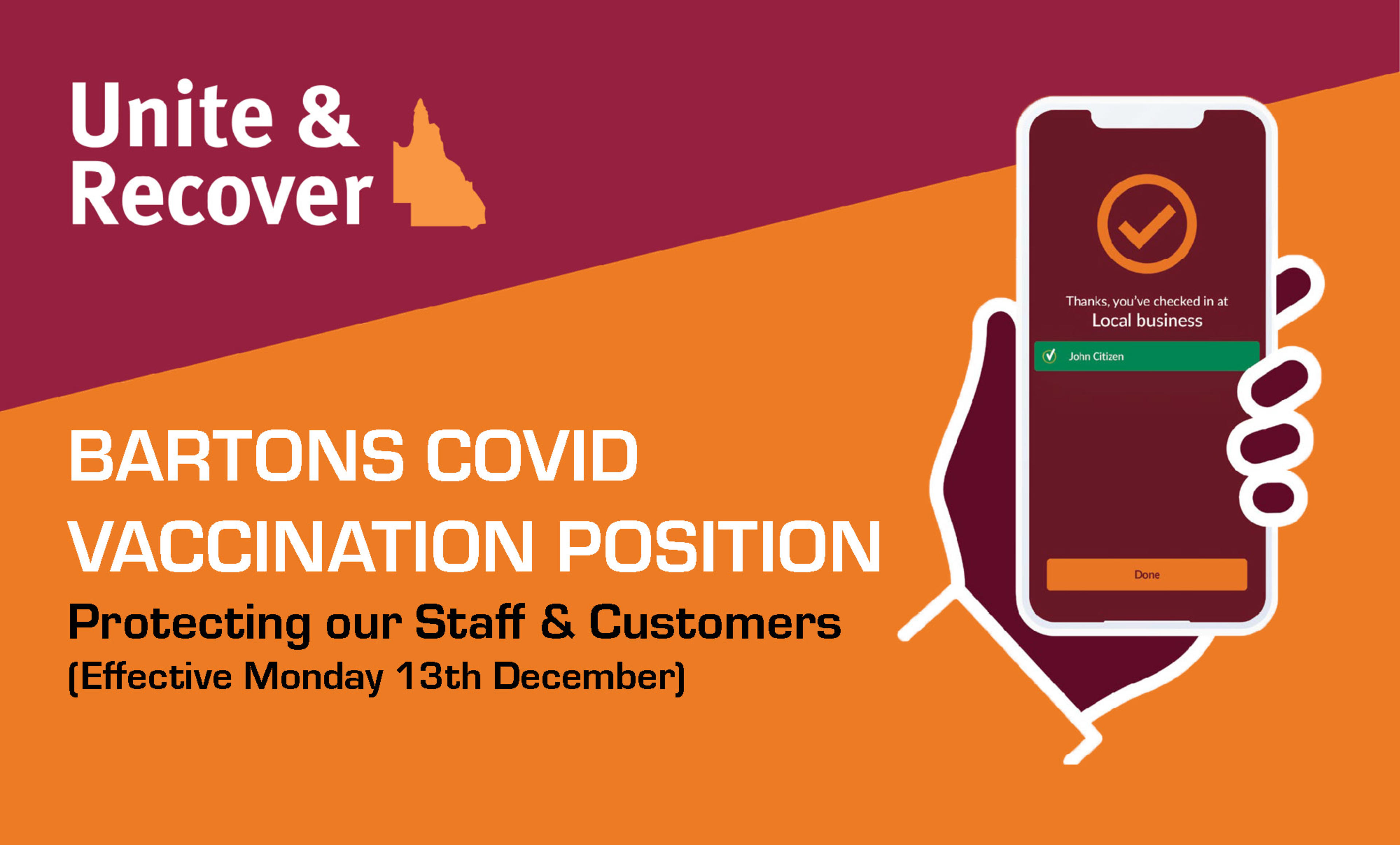 Bartons Covid Vaccination Position banner