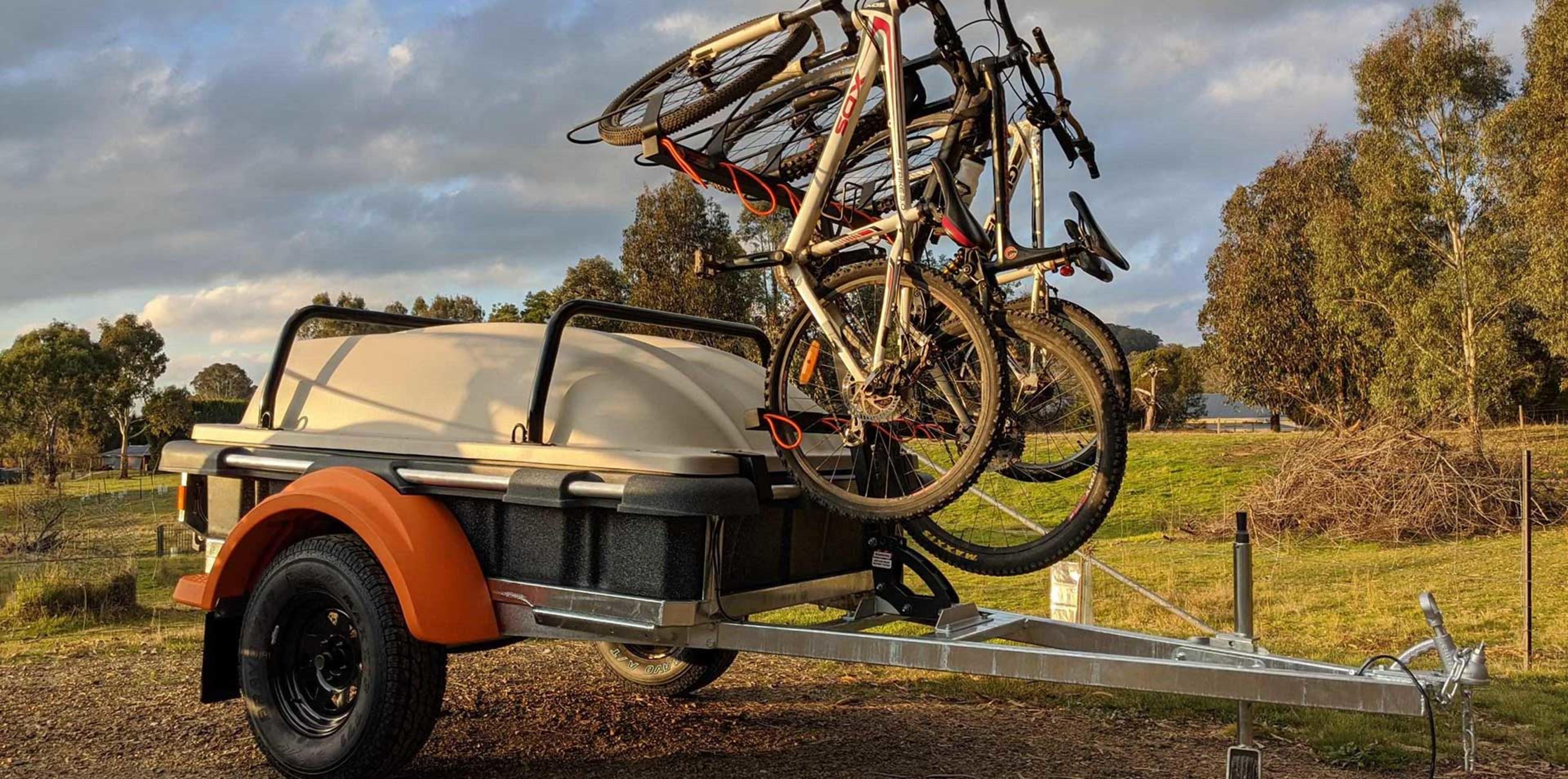 Pod trailer with front mounted bike rack