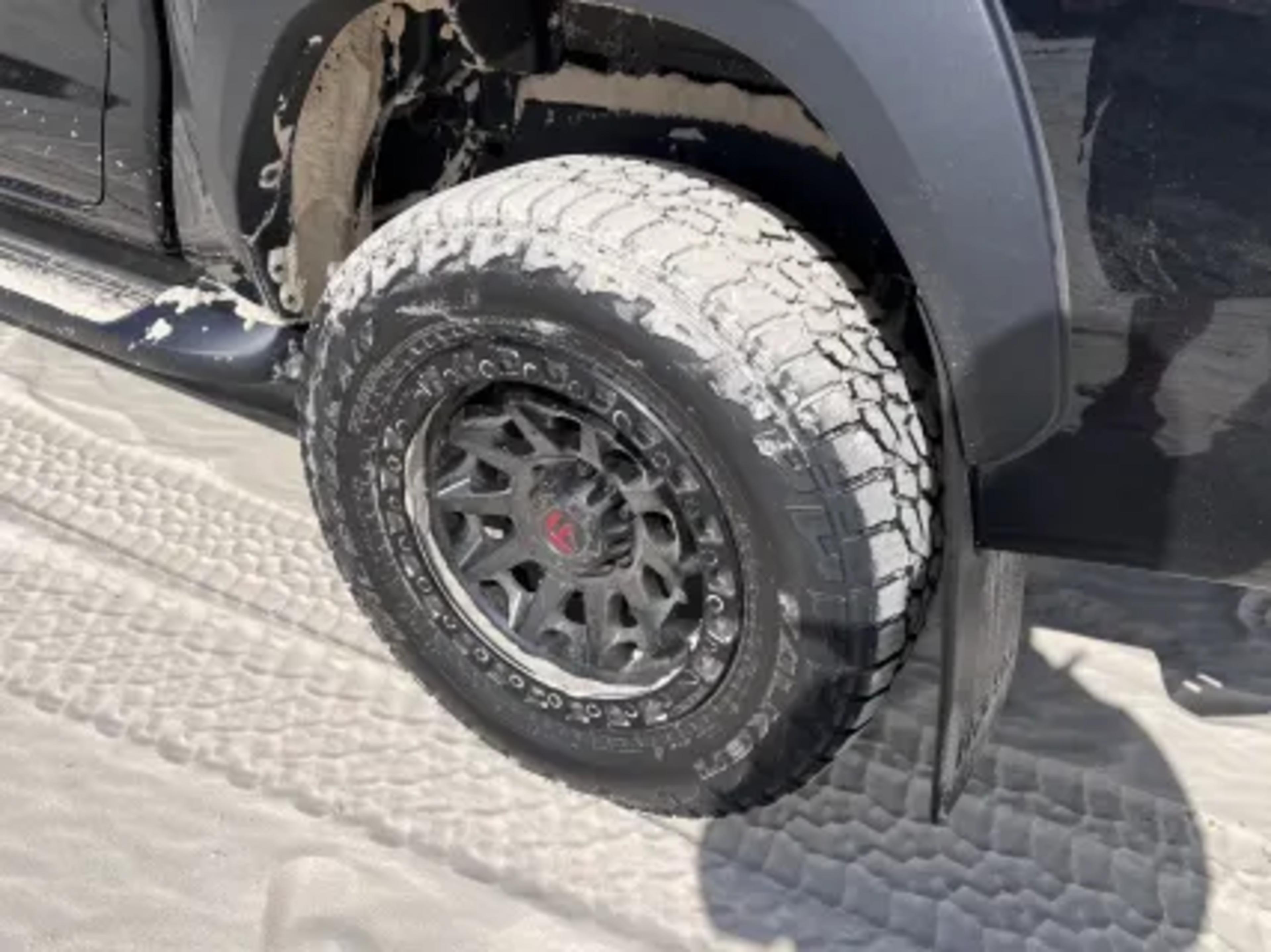 All Terrain (AT) Tyre - less aggressive than MTs while maintaining off-road capability