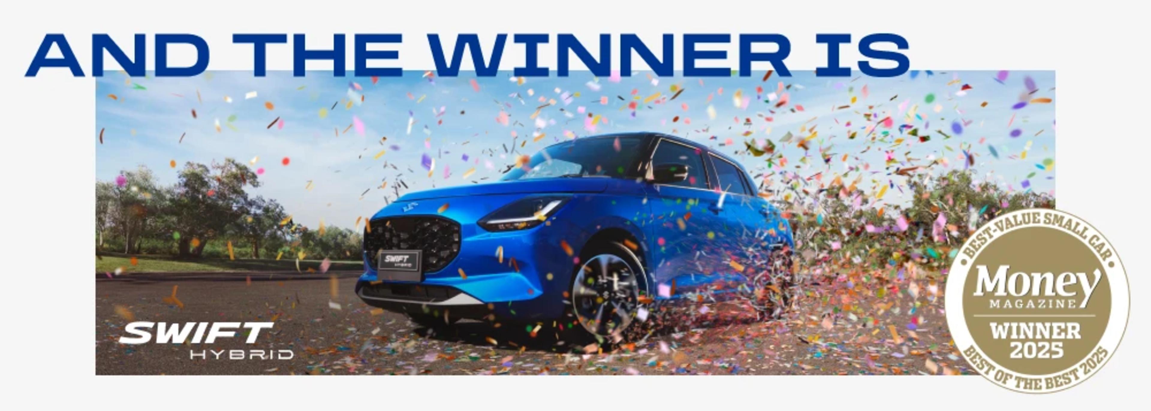 Swift Hybrid Wins Money Magazine’s Best of the Best 2025 Award for Best-Value Small Car banner