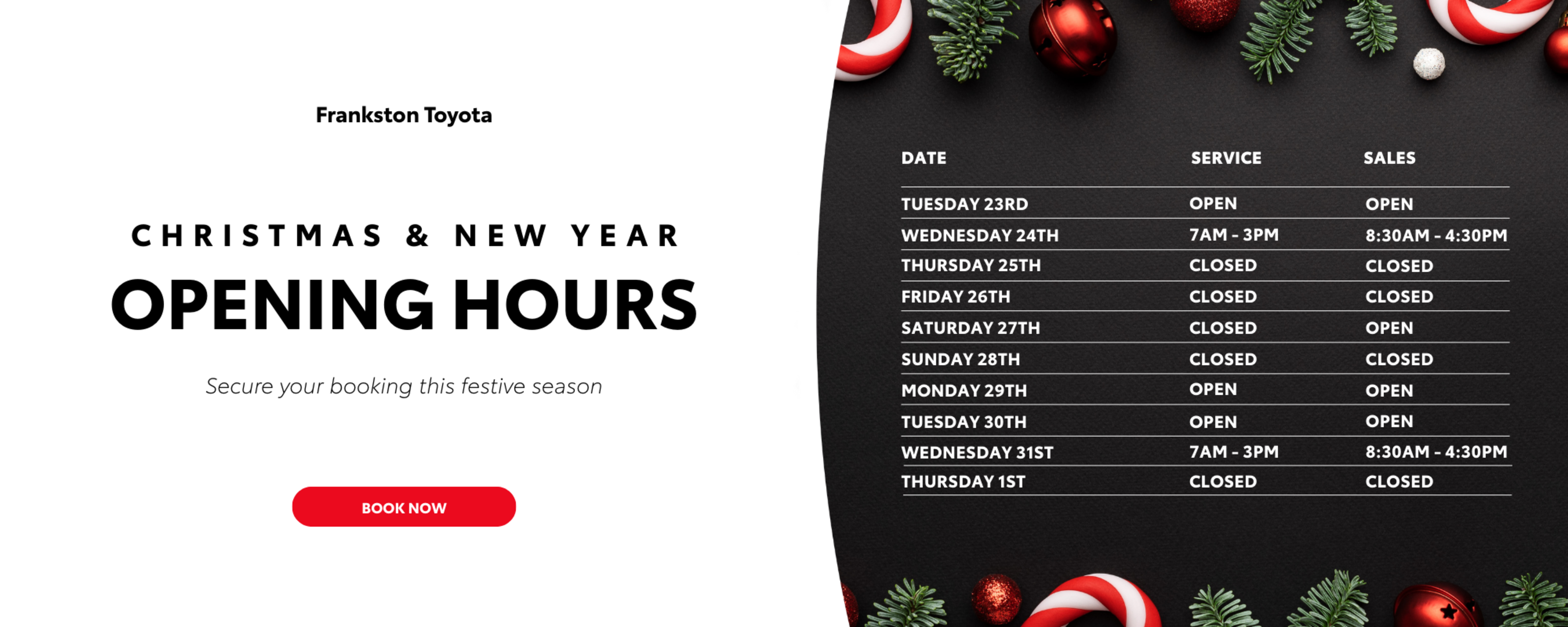 FT - Festive Season Bookings