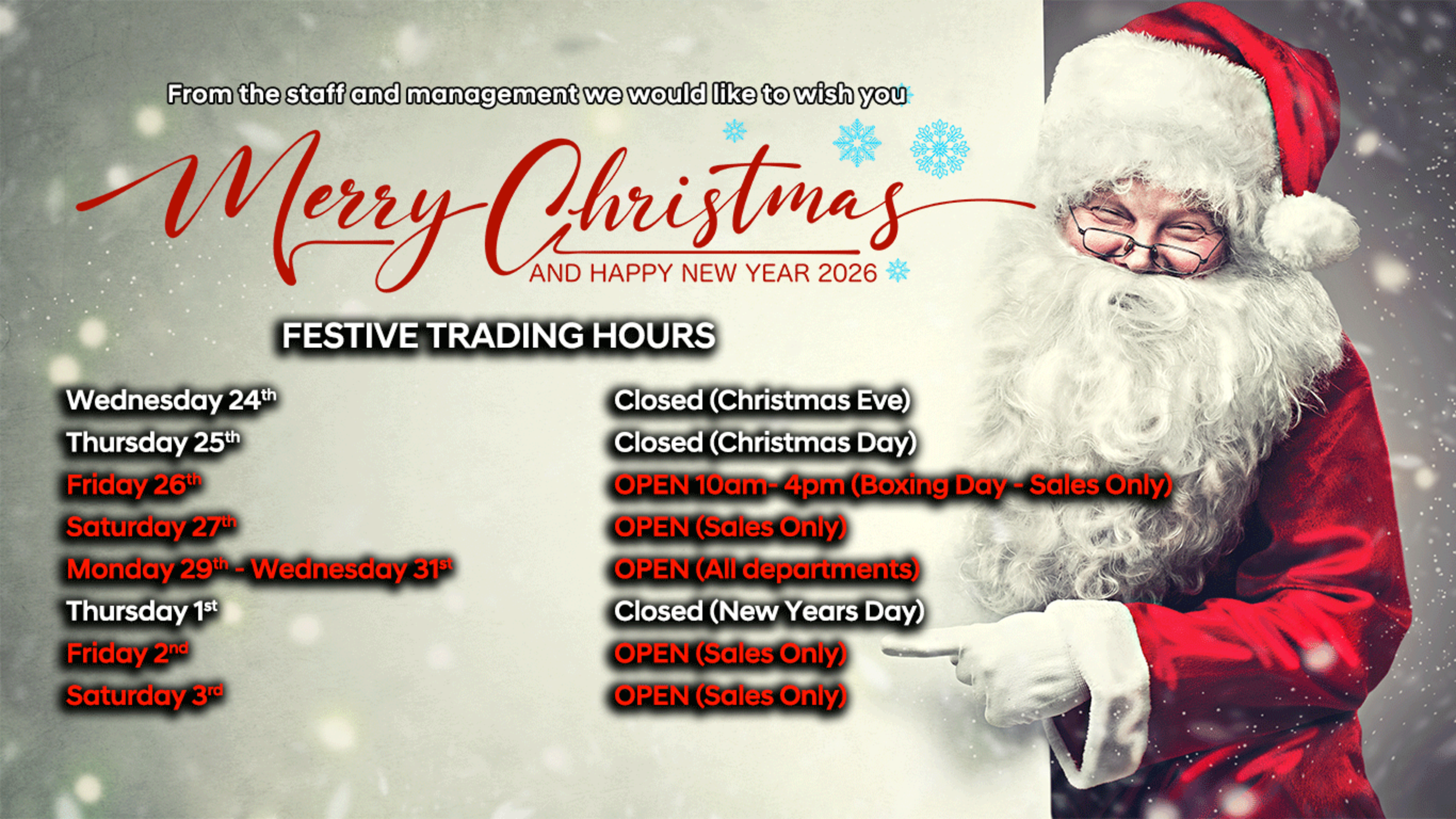 Festive Trading Hours