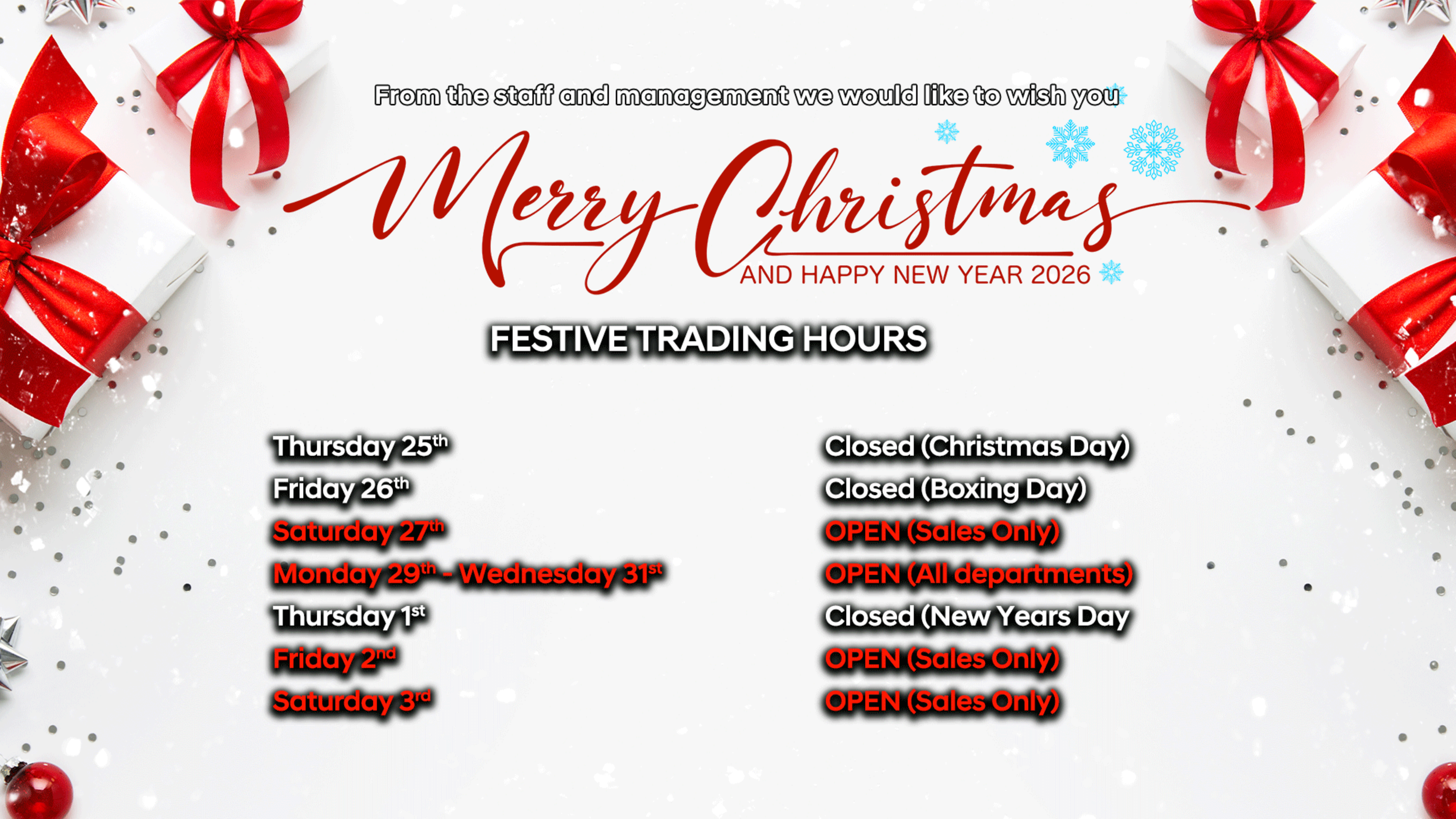 Xmas 2025 Trading Days