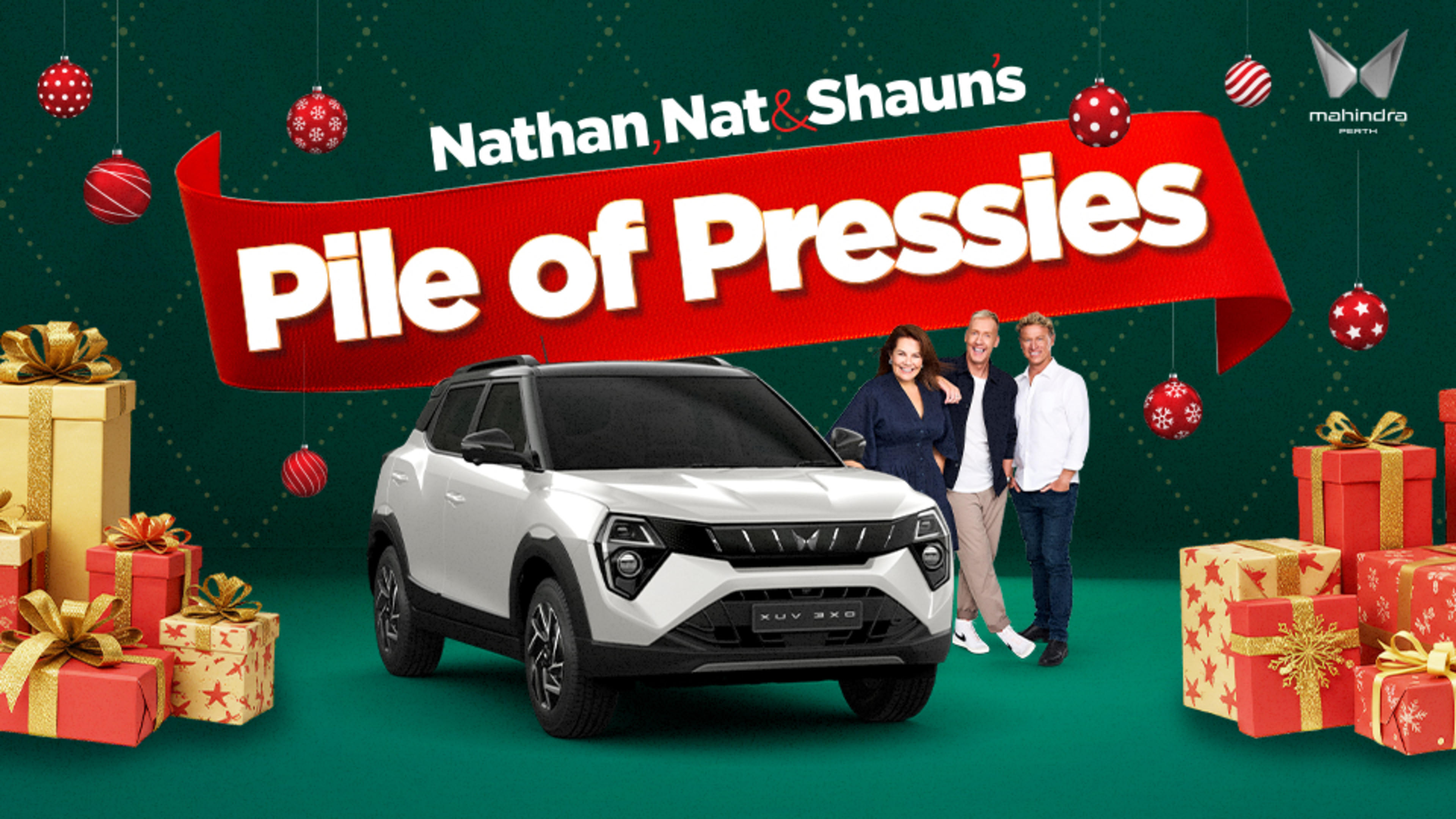 Perth Mahindra has teamed up with NOVA 93.7 and Nathan, Nat & Shaun to bring you a whole Pile of Pressies — including a brand-new Mahindra XUV3XO!