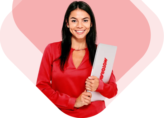 Woman smiling with files