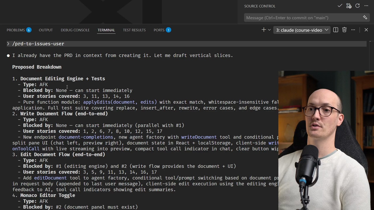 Four GitHub issues created as vertical slices