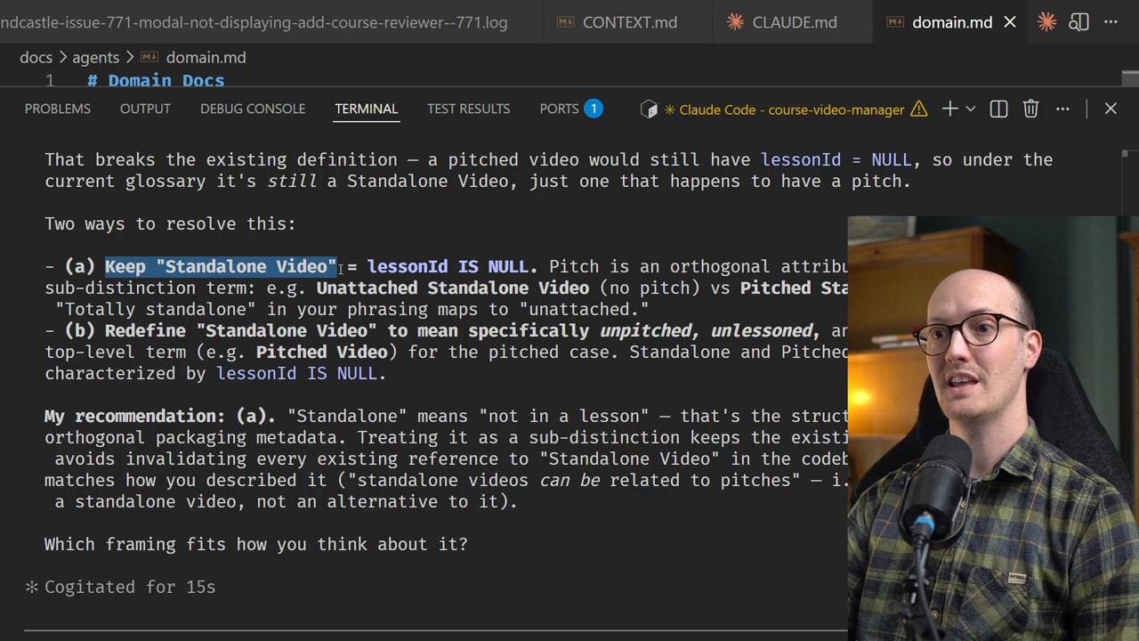 Claude surfacing a terminology collision with standalone video