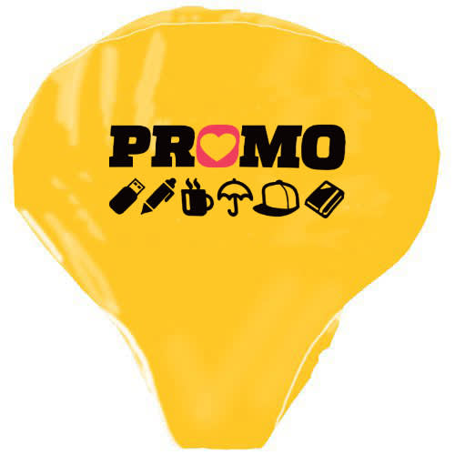 Promotional PVC Bike Seat Covers in Yellow 123 Printed with a Logo by Total Merchandise