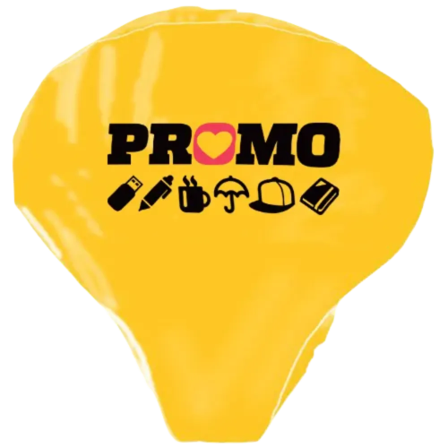 Promotional PVC Bike Seat Covers in Yellow 123 Printed with a Logo by Total Merchandise