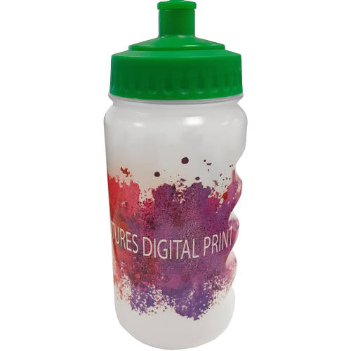 500ml Full Colour Finger Grip Bottles with Wrap Print and Green Lid from Total Merchandise