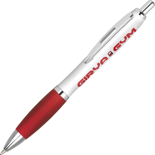 Promotional Contour Extra Ballpens in white/red for Total Merchandise