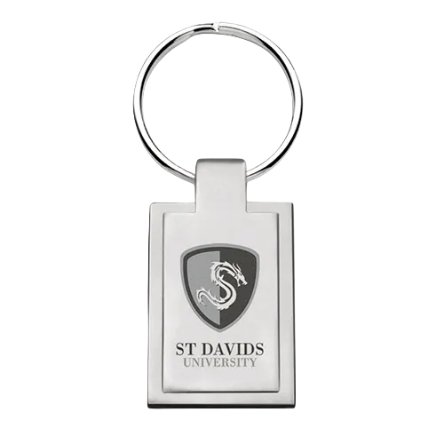 Custom branded Classic Metal Rectangle Keyring with a company logo engraved to 1 side