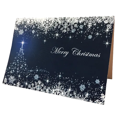Our A6 promotional Christmas cards with a company message printed to the front