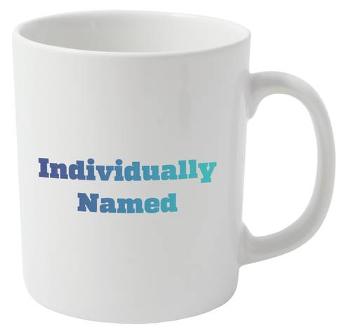 Individually Named Promotional Mugs Printed With Full Colour Logo & Recipient's Name