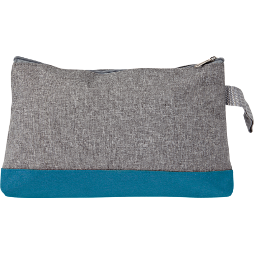 Promotional Poly Canvas Toiletry Bags in grey with blue trim from Total Merchandise