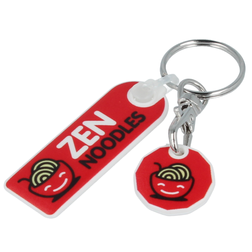 Promotional Rectangle Combo Trolley Coin Keyfobs with logos