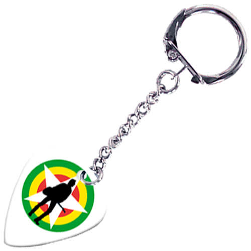 Promotional White Guitar Plectrum Keyrings Printed with Your Logo from Total Merchandise