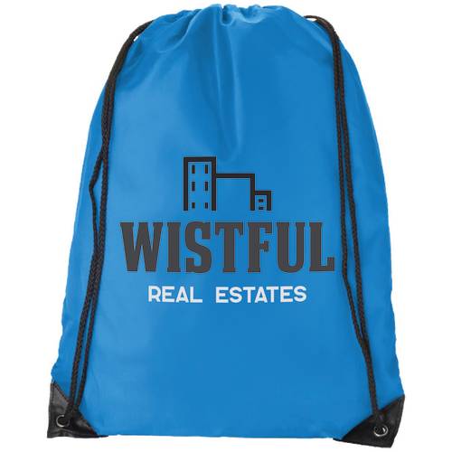 Process blue promotional drawstring rucksacks with your logo from Total Merchandise