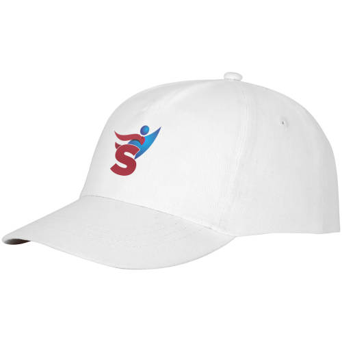 Promotional Feniks 5 Panel Cotton Cap with a printed logo available in white from Total Merchandise