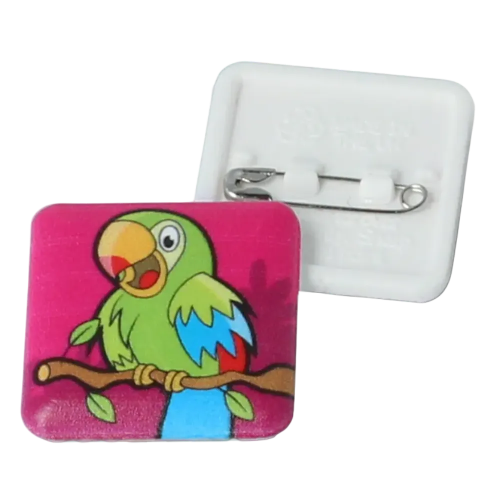 Promotional 25mm Square Plastic Button Badges