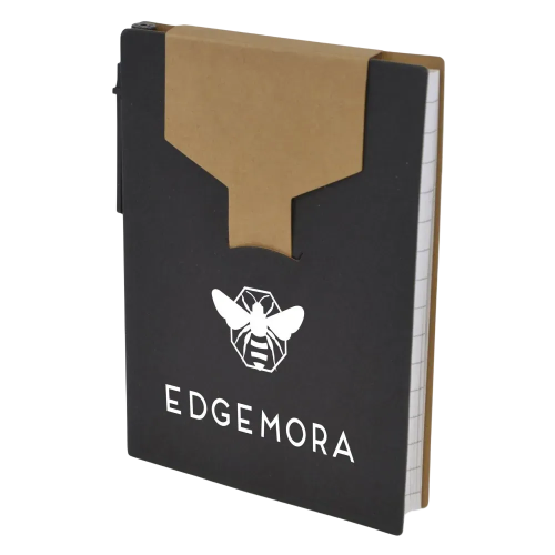 Recycled A6 Branded Notepads With Sticky Notes & Pen with printed company logo by Total Merchandise