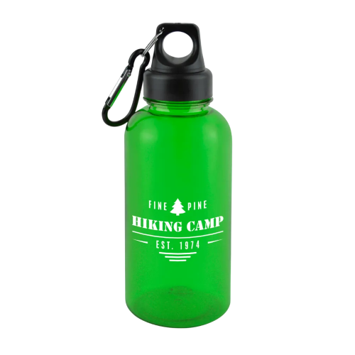 Promotional Reusable Water Bottles in Green with Clip Attachment from Total Merchandise