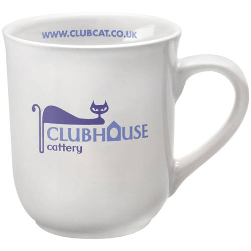 Promotional Bell Mug in White Printed with a Company Logo from Total Merchandise