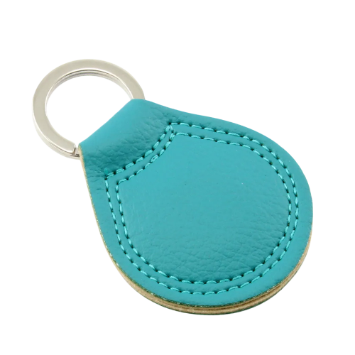 Promotional E Leather Key Rings in Teal from Total Merchandise