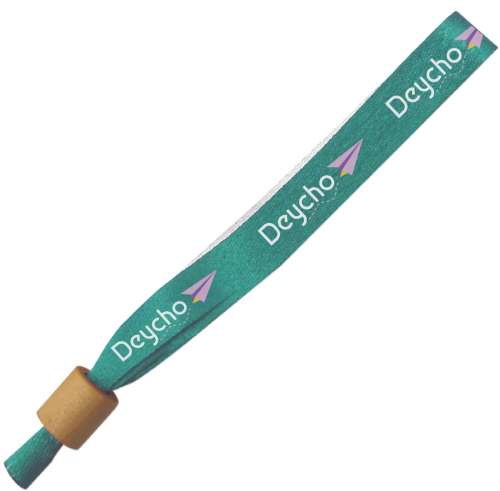 rPET Fabric Wristbands in White/Bamboo