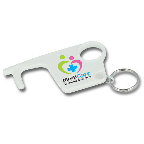 Promotional printed Hygiene Hook Keyring for health campaigns from Total Merchandise