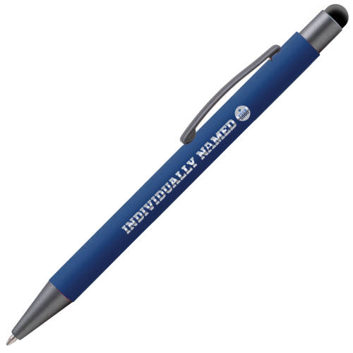 Engraved Individually Named Soft Feel Stylus Pens in navy from Total Merchandise