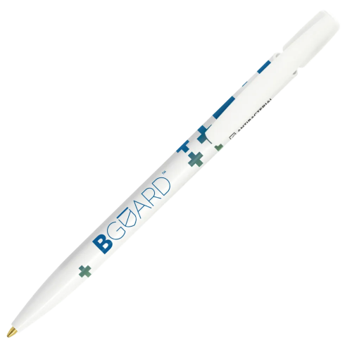 Branded BiC Clic Antibacterial Ballpens in white colour with printing by Total Merchandise