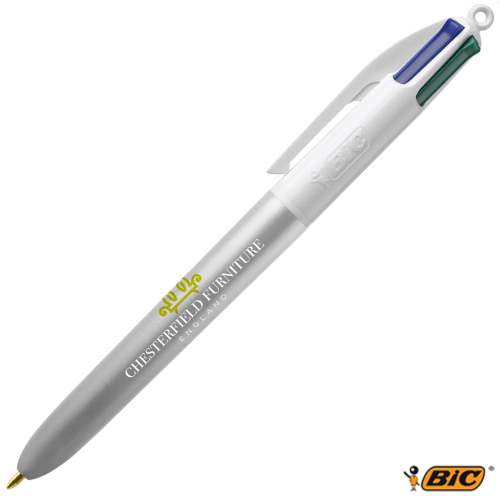 Promotional BiC Glacé Multi Colour Ink Pen in Silver Glacé/White with your logo from Total Merchandise