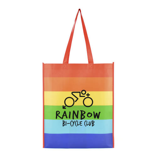 Promotional Rainbow Shopper Bag printed with a logo printed to 1 side by Total Merchandise