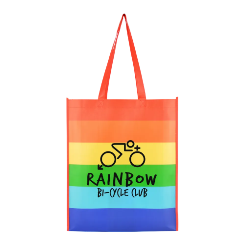 Promotional Rainbow Shopper Bag printed with a logo printed to 1 side by Total Merchandise