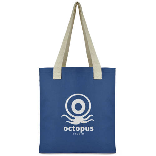 Promotional Hegarty Canvas Shopper Bag in blue printed with a logo by Total Merchandise