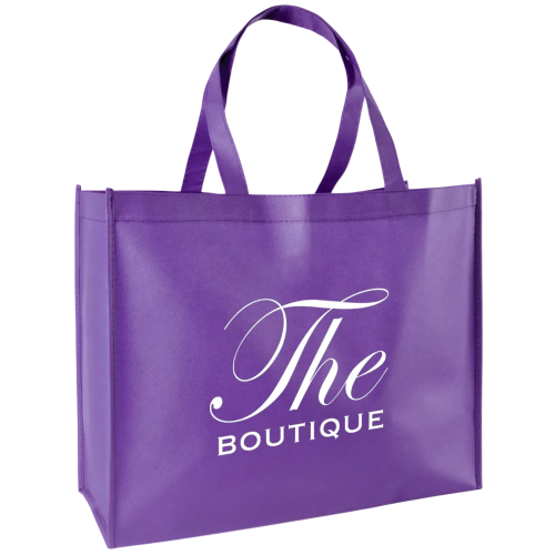 Promotional Recyclable Non-Woven Shopper Bags in purple printed with a logo by Total Merchandise