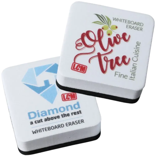 Promotional White Board Eraser in White with Integrated Magnet by Total Merchandise