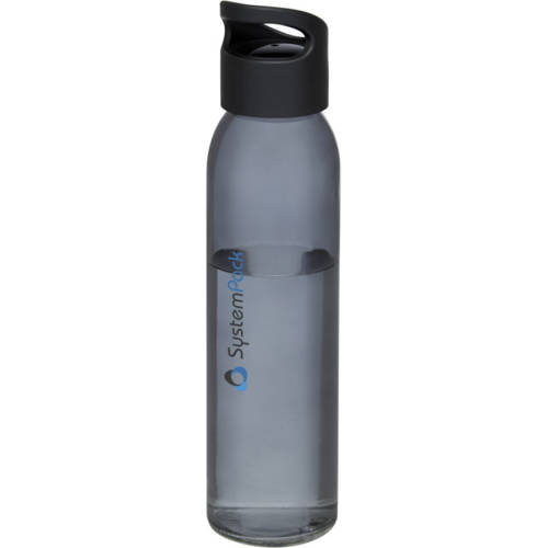 Custom printed 500ml Sky Glass Bottles in black with printed logo by Total Merchandise