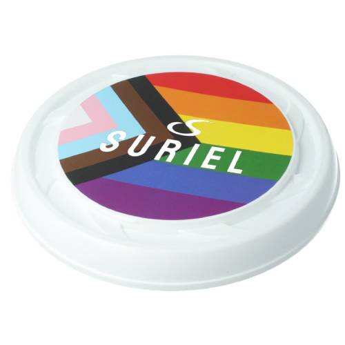 Promotional Rainbow Turbo Pro Flying Discs in White Full Colour Printed by Total Merchandise