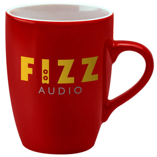 UK Branded Red Marrow Duo Mugs in Red/White Printed with a Logo by Total Merchandise