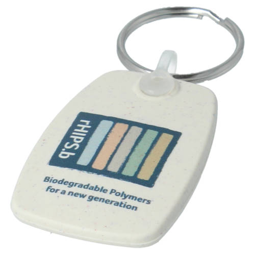 Recycled Biodegradable Plastic Keyrings in tor with full colour company logo by Total Merchandise