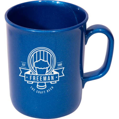 Promotional Eco Spectra Reclaimed Plastic Mugs in Blue with branded logo by Total Merchandise