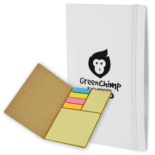 UK Branded Sticky Note & Page Flag Set in White Printed with a Logo by Total Merchandise